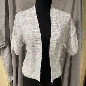 NWT Chic Open Front Short Sleeve Cardigan - Light Blue